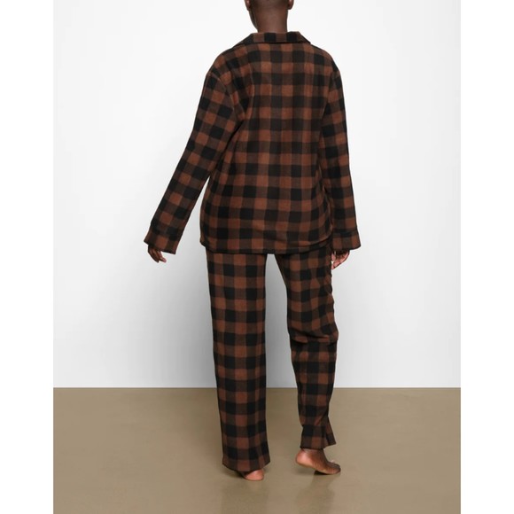 SKIMS SET - Fleece Sleep Pajama Set Shirt and Pants Jasper Buffalo Check Size 2X - Picture 3 of 7